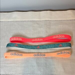Adidas Elastic Headband Lot of 3 Orange and Turquoise colors